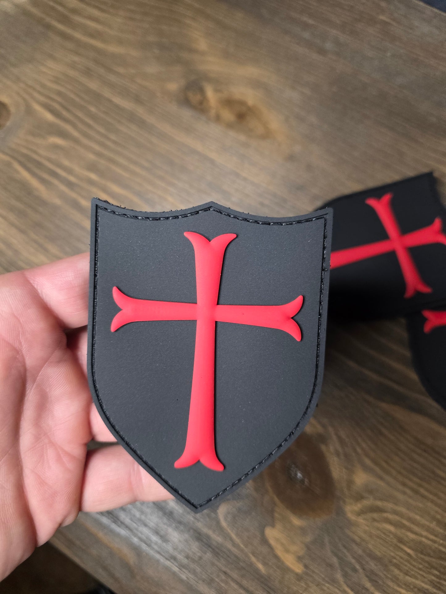 Crusader Shield Patch – Red Cross PVC Morale Patch | Tactical Hook & Loop Emblem for Bags, Vests & Gear
