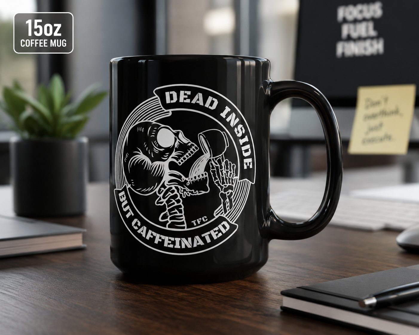 Dead Inside But Caffeinated Coffee Mug — Funny Skeleton Coffee Mug (11oz & 15oz)
