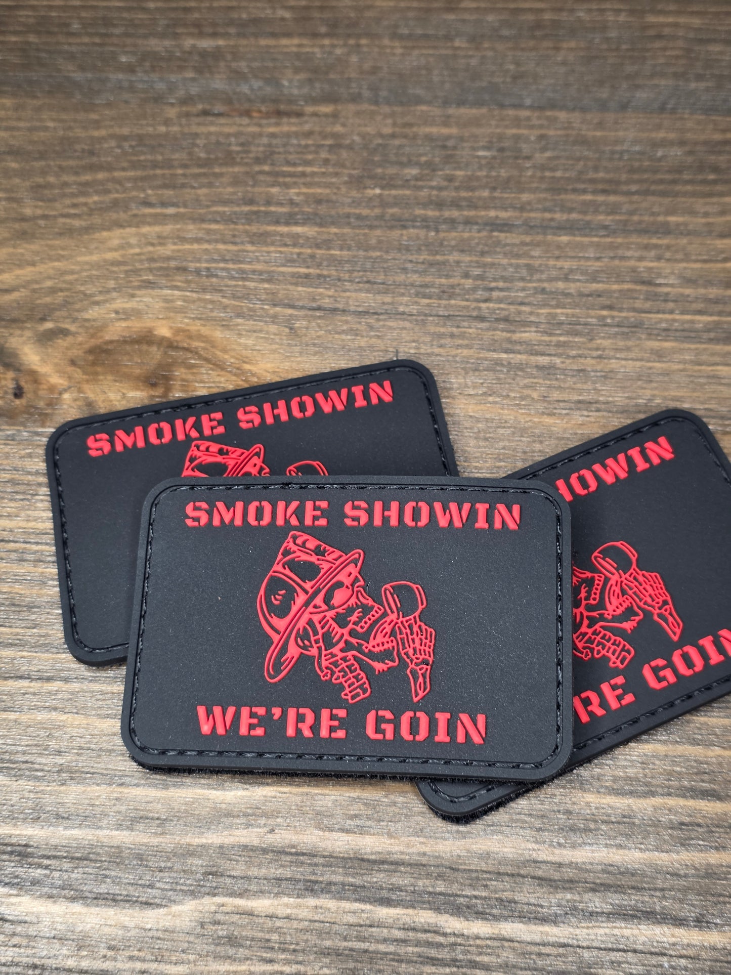 SMOKE SHOWIN Patch – Firefighter Morale Patch | Hook & Loop Backing | Bold Red Tactical Gear for Firefighters, EDC Bags & Gear