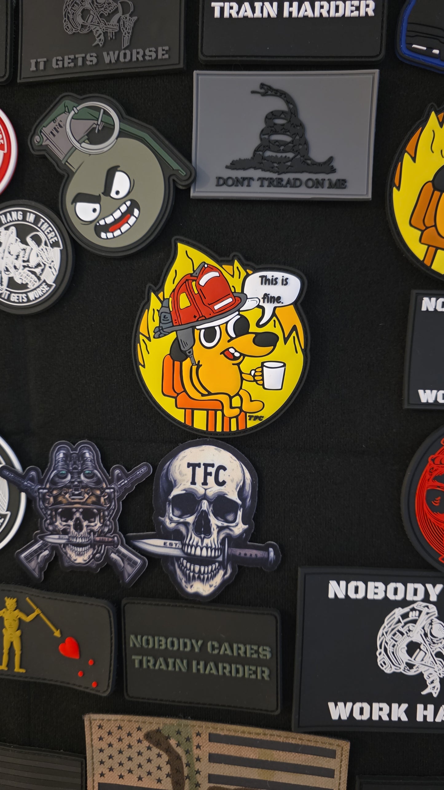 This Is Fine Firefighter Patch – Funny Firefighter Morale Patch | Hook & Loop | Perfect for Gear, Hats & Uniforms | TFC Tactical Humor Series