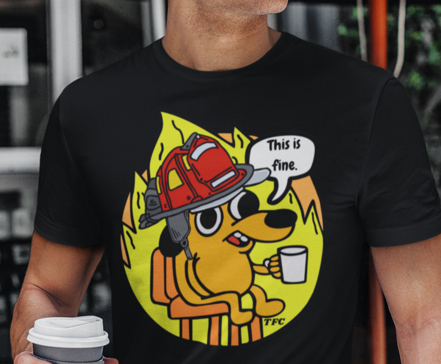 This Is Fine Firefighter Shirt – Funny Firefighter Dog T-Shirt, Firehouse Humor Tee, First Responder Gift, Fire Dept Graphic Shirt