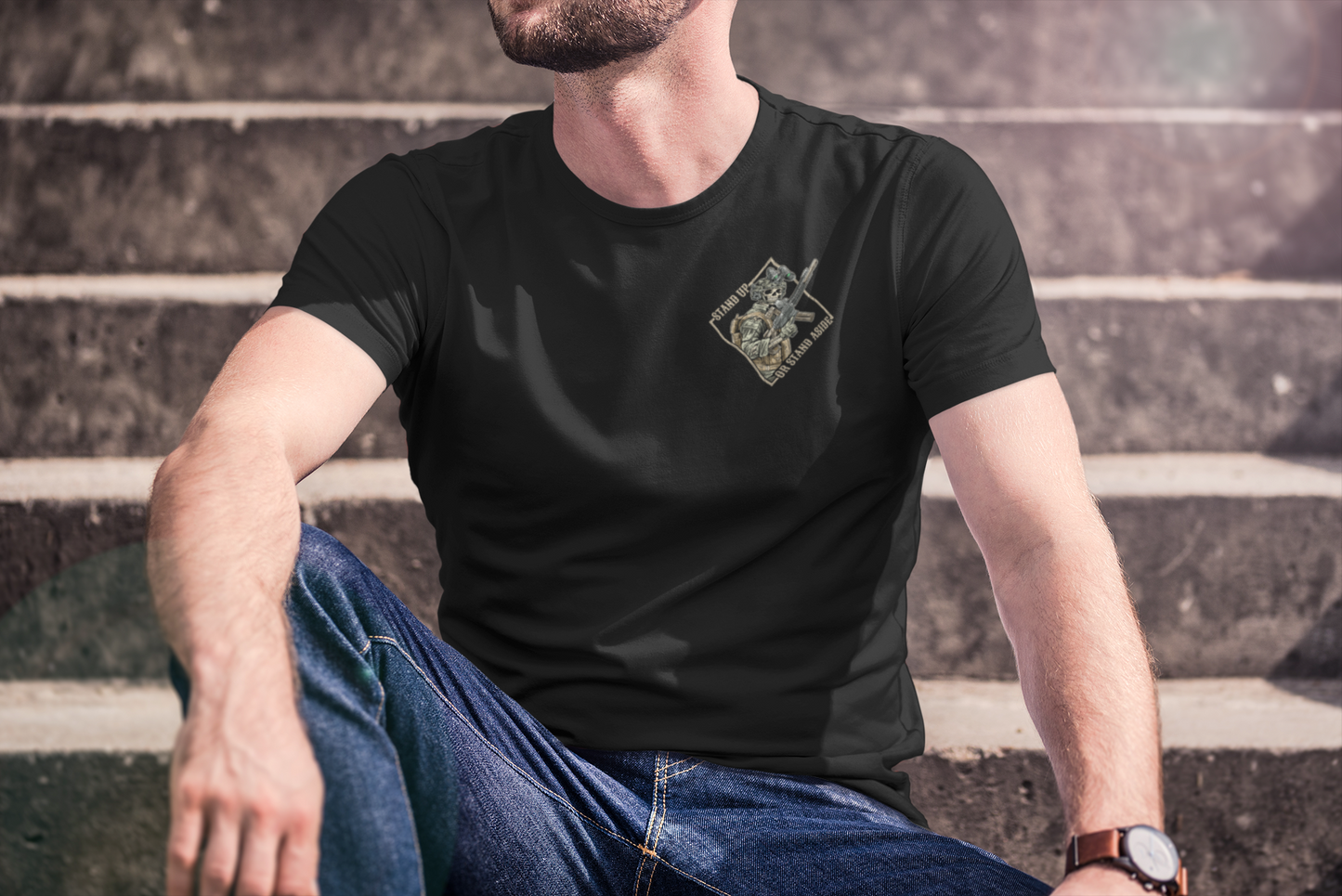 Stand Up or Stand Aside - Military Tactical Warrior Skeleton Shirt T-Shirt