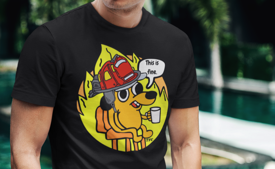 This Is Fine Firefighter Shirt – Funny Firefighter Dog T-Shirt, Firehouse Humor Tee, First Responder Gift, Fire Dept Graphic Shirt