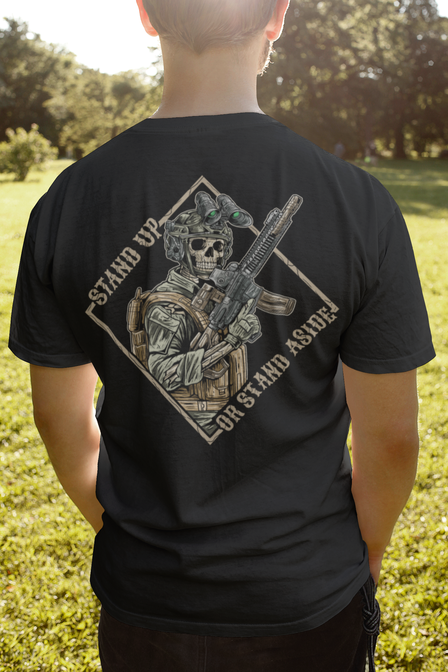 Stand Up or Stand Aside - Military Tactical Warrior Skeleton Shirt T-Shirt